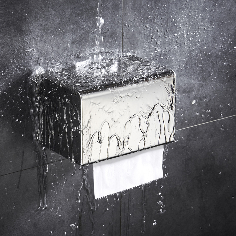 新款 卫生间纸巾盒厕所厕纸盒免打孔不锈钢304抽纸卫生纸盒置物架