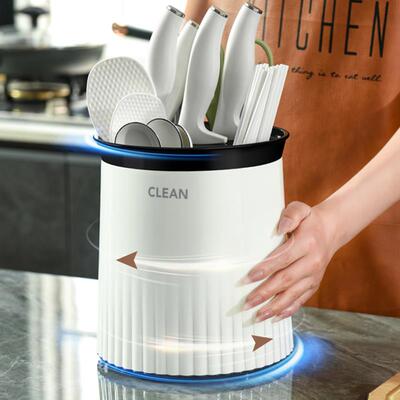 刀架置物架厨房旋转沥水刀具收纳架塑料多功能台面小型放菜刀座架