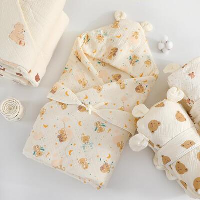 新生婴儿产房绉布抱被宝宝加厚包被棉中厚秋冬保暖包裹母婴用品