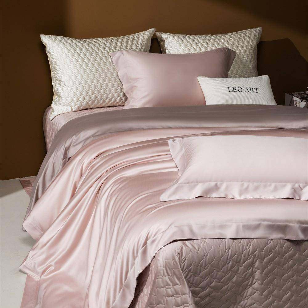 高档极简纯色天丝棉磨毛压线床盖四件套丝滑套件可裸睡被套柔丝缎