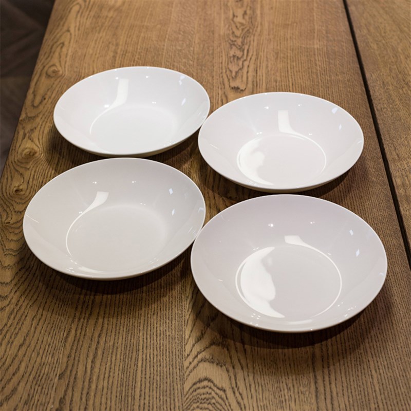 御蝉骨瓷菜盘家用汤盘深盘创意陶瓷圆形盘子纯白餐具套装水果碟子