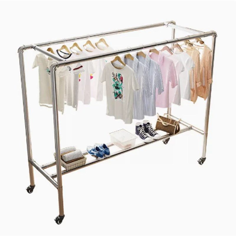 钢管晾衣架落地加粗家用阳台卧室挂衣架镀锌管杆加厚晒衣架子新