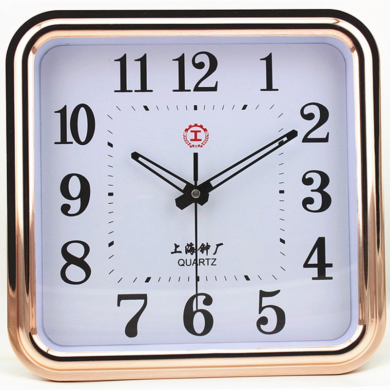 上海钟表挂钟客厅卧室办公室墙上时钟免打孔方形现代时尚创意钟表