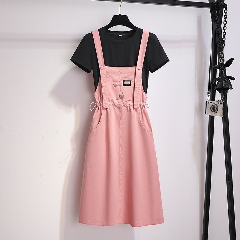 背带裙女2024新款夏季小个子微胖女生穿搭洋气减龄套装少女连衣裙