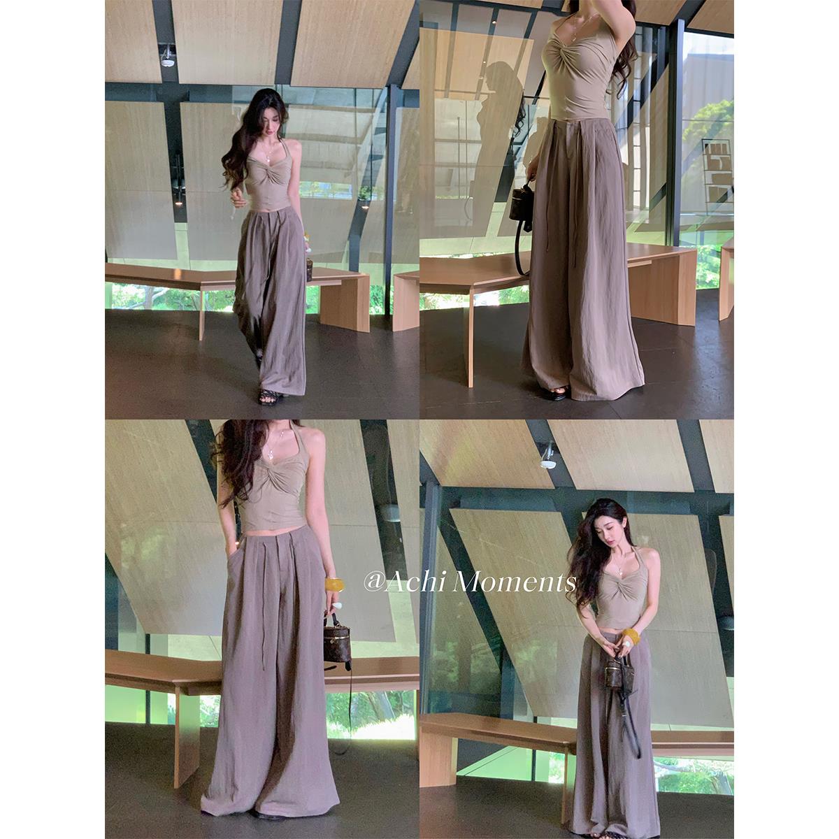 ACHI大也池咖色抽绳系带