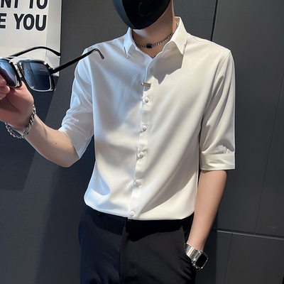 冰丝男士衬衫短袖夏季薄