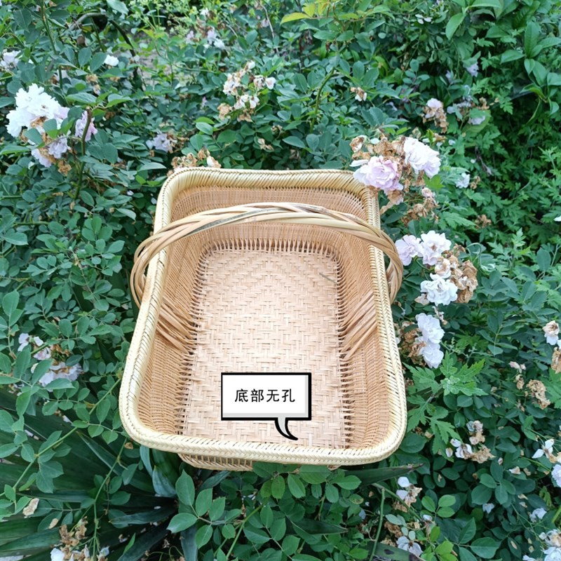 手工精品竹编 提篮 菜篮 竹筐 手提篮 水果篮 环保篮子 竹篮 无孔