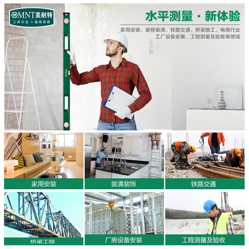 德国美耐特水平尺强磁性高精度平水尺工业级家用装修平衡尺靠尺