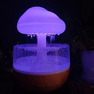 新款雨声加湿器房间桌面助眠香薰下雨七彩创意家用氛围夜灯卧室