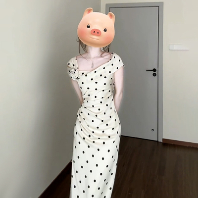 法式气质白色波点连衣裙