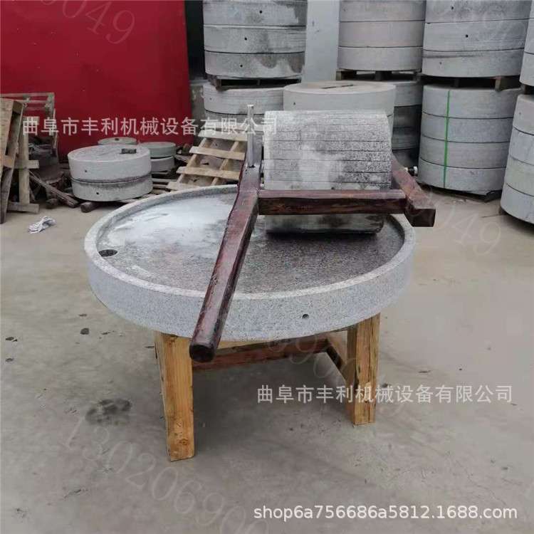 天然石材电动石磨 辣椒面艾绒石碾子 五谷杂粮面粉石磨机