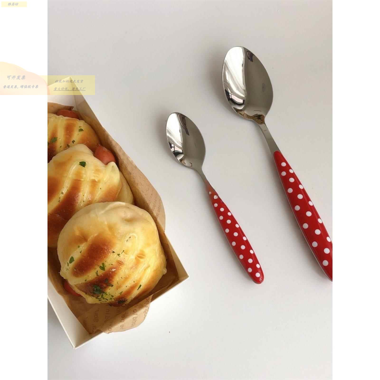 勺i点国ns红色韩波7rg83b0p点甜品西餐高颜值民宿心下午茶勺子长