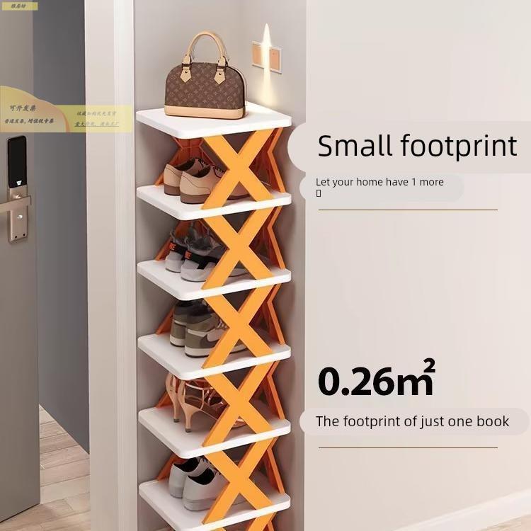 简易宿鞋架家用省空间收古月云纳门口窄鞋鞋架多功能创意塑料层舍