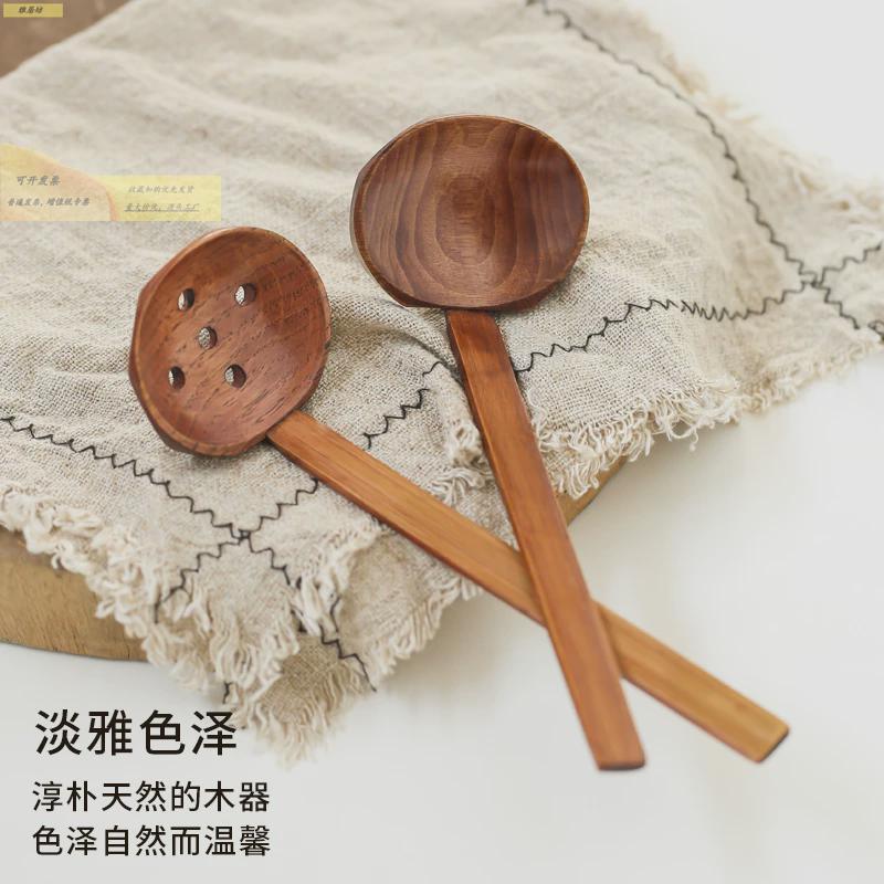 日木质拉面默认Z2QT勺子式火家用木勺耐高温长柄吃面漏勺勺锅勺汤