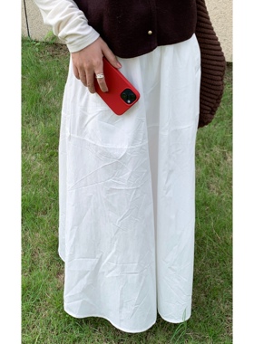 HiiThere百搭韩系ins白色秋冬小个子清冷温柔感松紧腰文艺半身裙