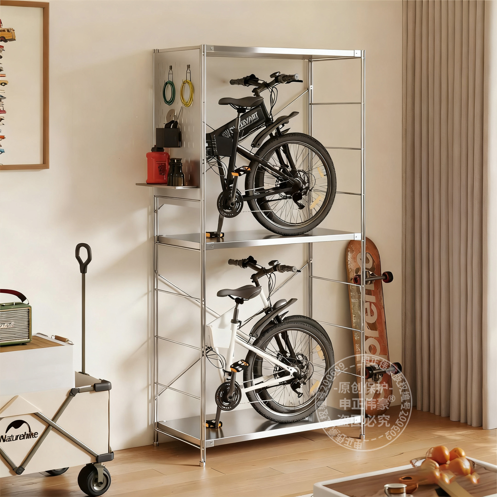 日式不锈钢自行车置物架光轴架子