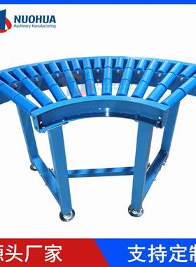 杭州蓝色PP滚筒转弯机无动力弯道90度滚筒输送机仓库物流输送线