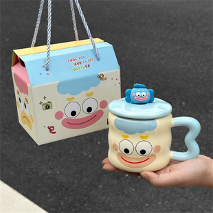带盖带勺大容量可爱陶瓷马克杯稀奇古怪 杯子 喝水杯情侣丑到爆