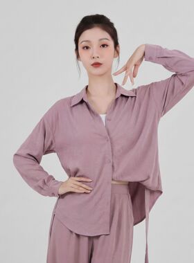 舞蹈服套装日常可穿飘逸现代舞蹈衬衫宽松紫色练功服成人古典上衣