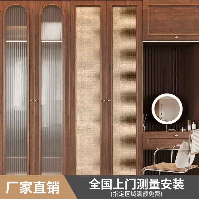 藤编门定制实木折叠门推拉门隐形门隔断移门厨房卧室门衣柜门日式