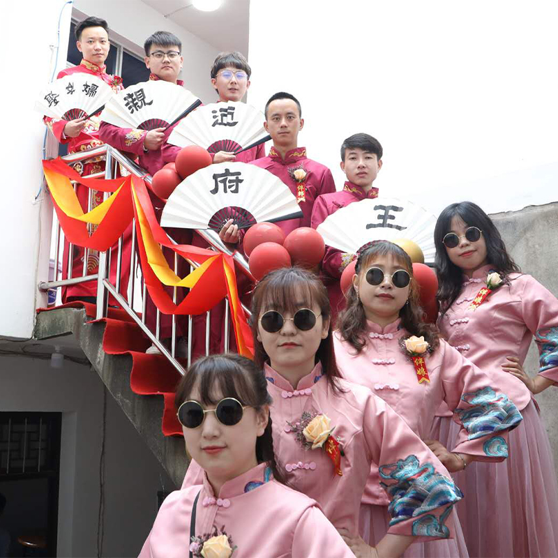 中式接亲道具结婚伴郎团扇子伴新娘姐妹迎亲折扇海棠团扇手写定制