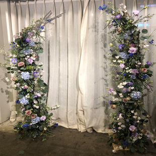 森系婚庆开业原木拱门多木半圆弧形分体拱门鲜花假花装 饰背景木架