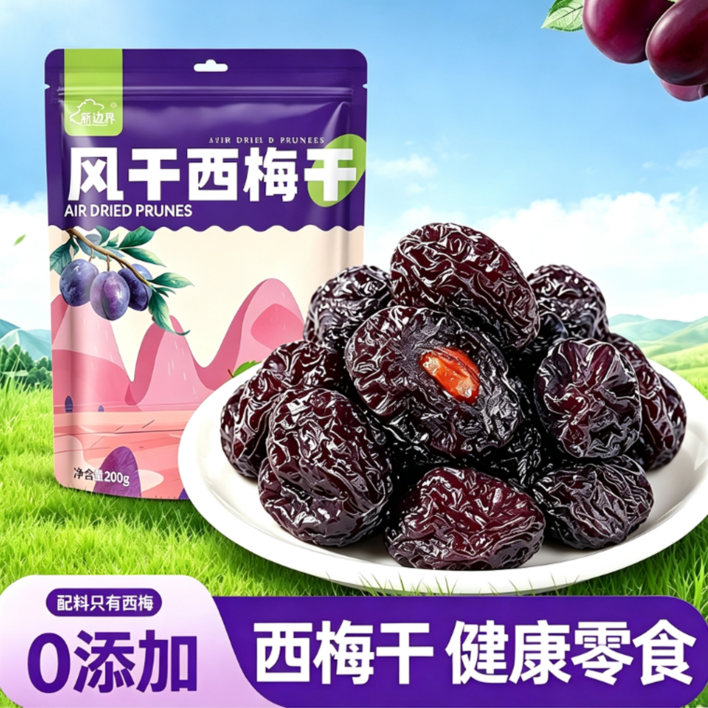 新疆0添加西梅干500克大颗粒果干