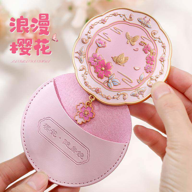 故宫人面桃花镜手持化妆镜 洛阳博物馆文创国风小镜子古风朱颜镜