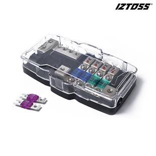 二进四出 四路迷你保险丝座+分线盒带LED亮灯车船电器线路断路器