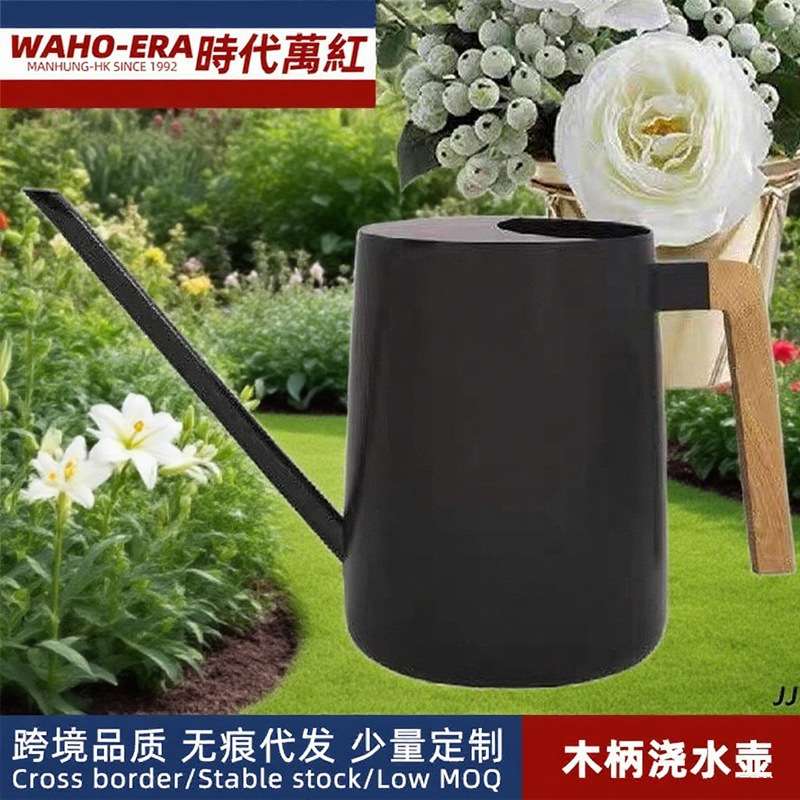 不锈钢木柄长嘴淋花壶室内盆栽多肉养殖园艺浇花水壶插花养花工具