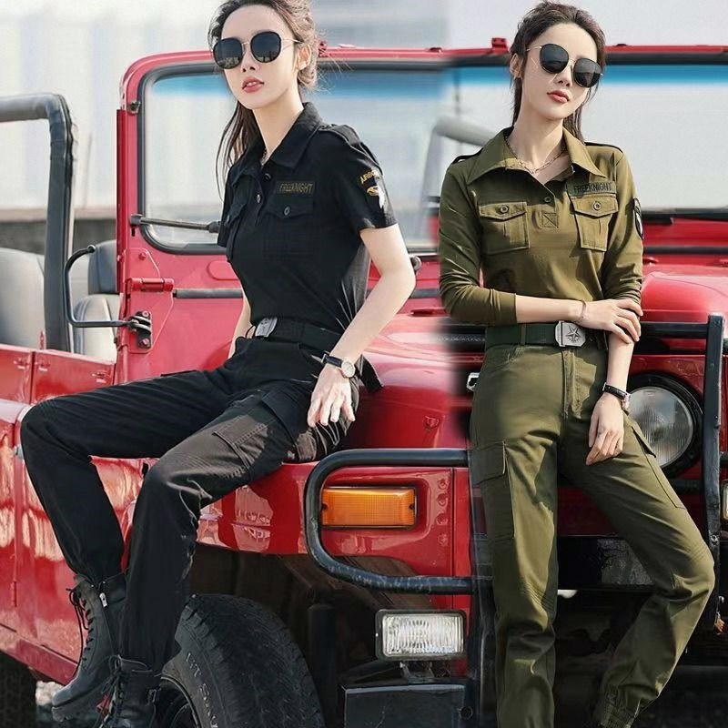 黑色运动装春秋季服套装两件套女B士弹力韩版跳舞迷彩工装时尚休