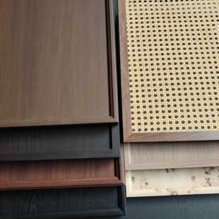 定制厨房橱柜门自装骨骼线藤编柜门定做衣柜中古风门墙柜同色门板