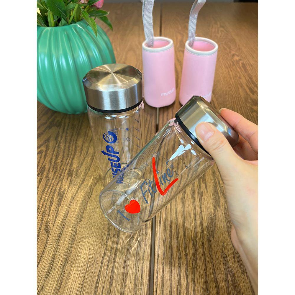 25德国PM玻璃杯摇摇杯fitline水杯带刻度耐高温350ml果汁杯搅拌杯