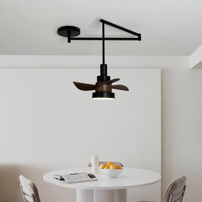 中古餐厅吊灯高端大气极简创意可移位摇臂灯遥控控制风扇餐桌吊灯