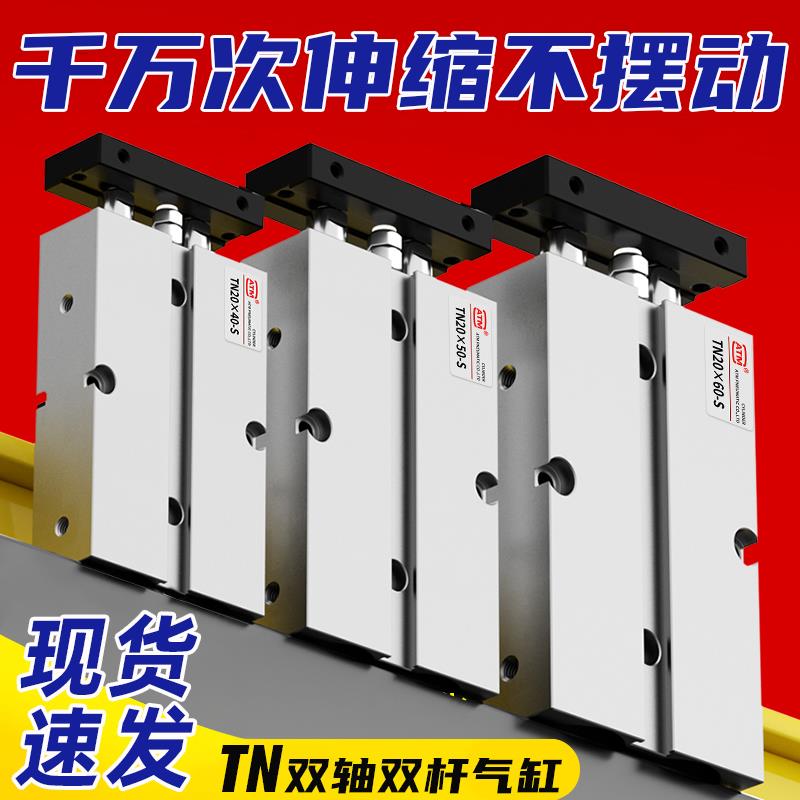 TDA双轴双杆气缸大推力小型气动TN10/16/20/25/32/40-100-20-50-S