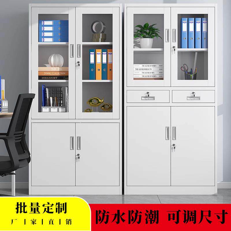 钢制文件柜铁皮储物柜办公室资料柜带锁财务凭证柜玻璃门书柜