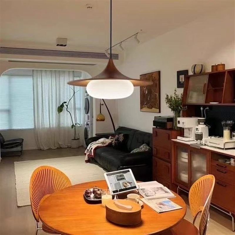 中古风新款餐厅吊灯高级感法式复古设计师原木风中式大气吧台灯