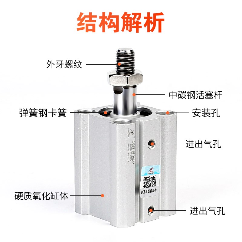 星辰气动薄型气缸ACQS/Q2B-12/20/32*16*-10X*35XX75外牙