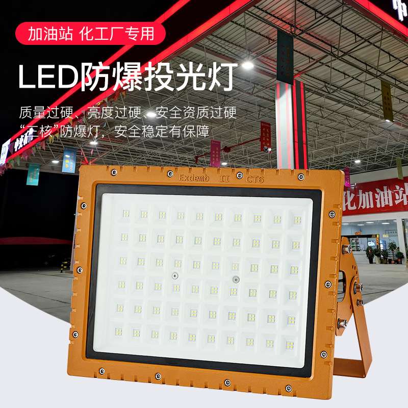 LED防爆灯工地照明灯防腐泛光灯工厂仓库照明灯100w加油站投光灯