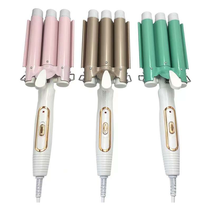 跨境蛋卷三管电热卷发器家用烫发器夹板波浪造型蛋卷水波纹卷发棒