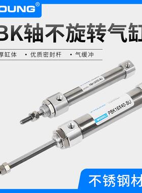XYOUNG轴不回转不锈钢迷你气缸PBK10-20-SU六角活塞杆迷你气缸