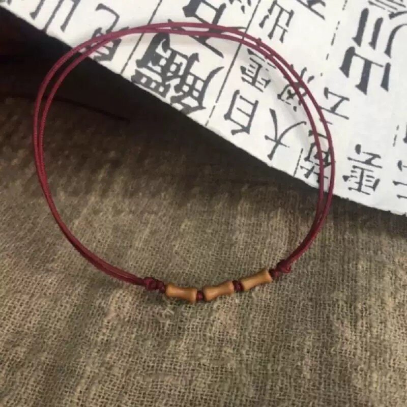 天然桃木竹节红绳编织手链女上岸礼物情侣闺蜜本命手绳新中式
