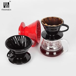 过滤器螺旋纹滤纸冲杯锥形分享壶漏斗套装 陶瓷咖啡滤杯V60滴滤式