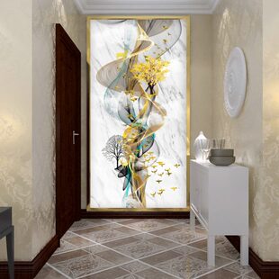 饰画现代简约抽象走廊过道竖版 入户玄关装 轻奢挂画壁画客厅背景墙