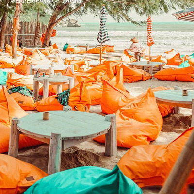 海边沙滩泳池影厅户外庭院定制休闲榻榻米躺椅防水豆袋懒人沙发