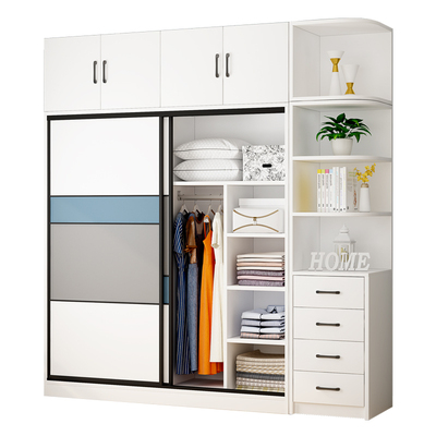 衣柜卧室家用实木推拉门储物衣橱简易出租房用小户型儿童挂衣柜子