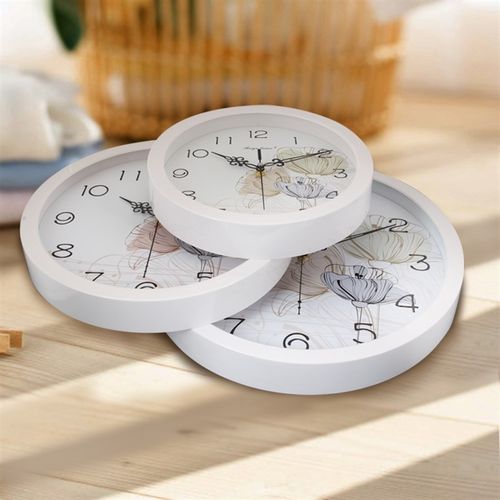 田园创意家居静音挂钟时尚塑胶客厅挂表