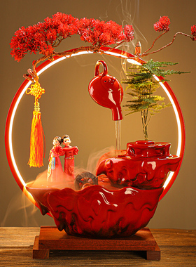 创意婚庆流水摆件结婚送新人礼物婚房布置情人节礼品陶瓷装饰品