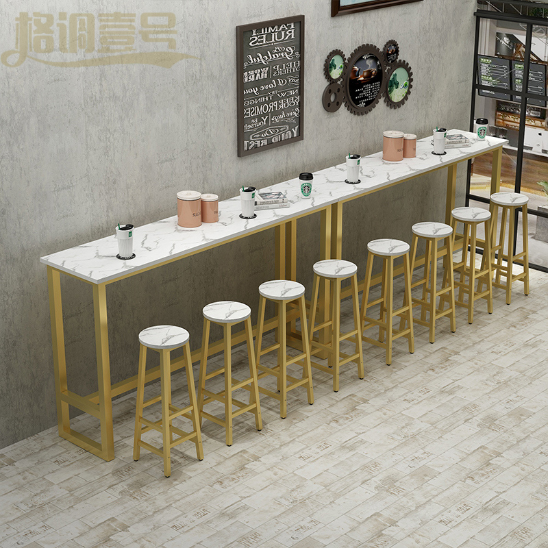 靠墙吧台桌家用阳台轻奢长条桌高脚桌椅商用吧台桌椅组合靠墙桌子