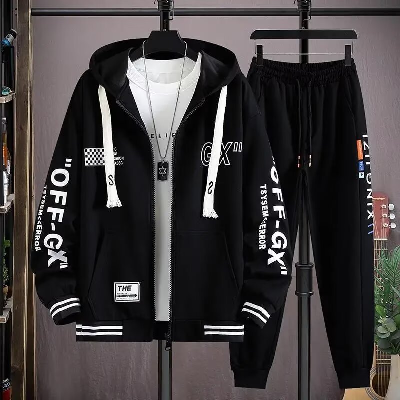 外套男秋冬季新款帅气开衫卫衣青少年中厚加绒连帽夹克学生棒球服